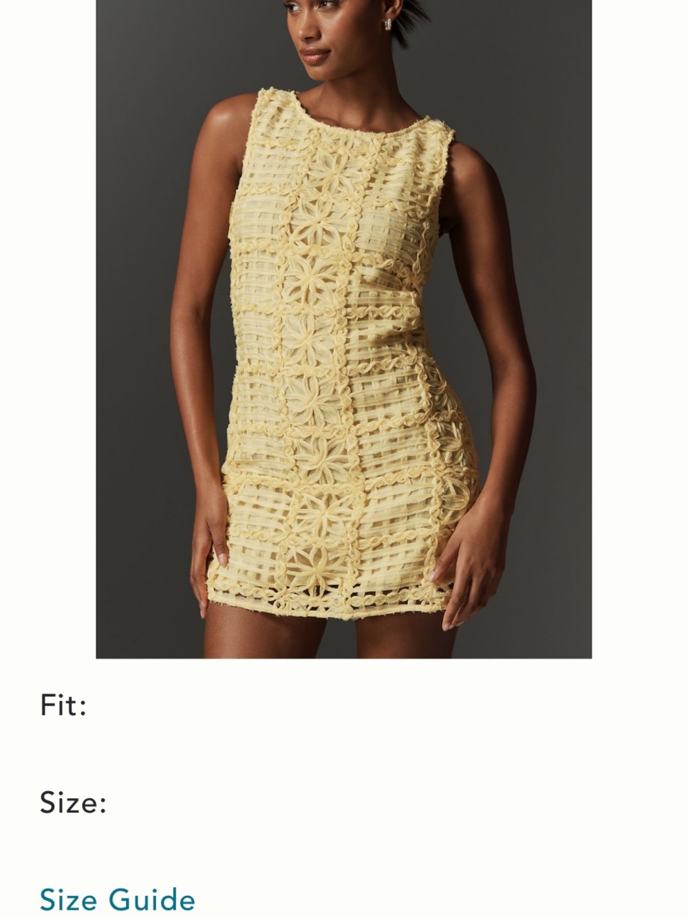 Anthropologie Yellow Crochet Shift Dress